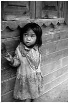 Girl of minority village, near Dalat. Vietnam (black and white)