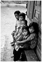 Children of minority village. Da Lat, Vietnam (black and white)