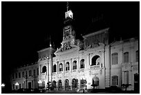 The old Hotel de Ville, one of finest examples of French colonial architecture. Ho Chi Minh City, Vietnam (black and white)
