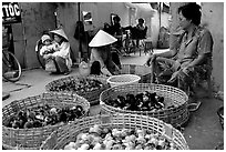 Live chicks for sale, district 6. Cholon, Ho Chi Minh City, Vietnam ( black and white)