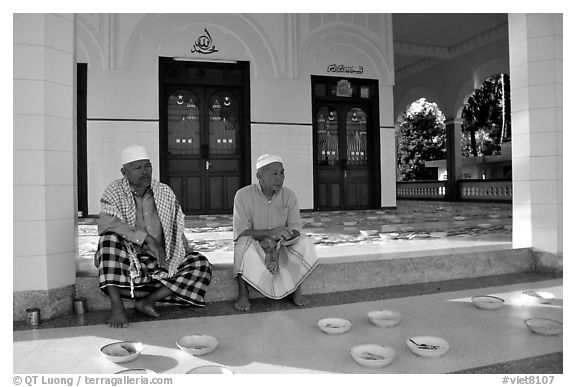 Mosque in Cham minority village.. Chau Doc, Vietnam (black and white)