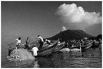 Eyes painted on prow protect from bad spirits. Vung Tau, Vietnam ( black and white)