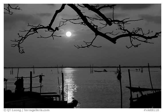 Sunrise. Ha Tien, Vietnam (black and white)