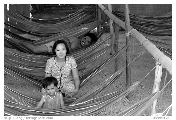 Resting at a hamoc dorm. Hong Chong Peninsula, Vietnam (black and white)