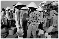 Colorful fish market. Ha Tien, Vietnam ( black and white)