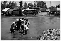 A local ferry near Rach Gia. Mekong Delta, Vietnam (black and white)