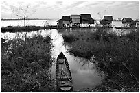 Stilts houses. Chau Doc, Vietnam (black and white)