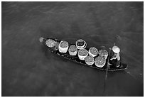 Transporting fruit on a small boat. Can Tho, Vietnam (black and white)