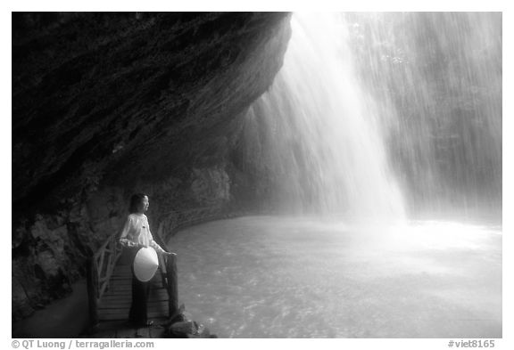 Enjoying the freshness of Cam Ly falls. Da Lat, Vietnam