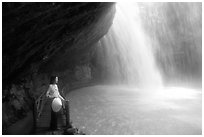 Enjoying the freshness of Cam Ly falls. Da Lat, Vietnam ( black and white)