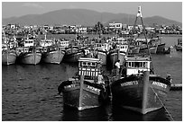 Colorfull fishing boats, Nha Trang. Vietnam (black and white)