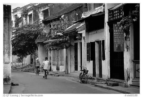 Old houses, Hoi An. Hoi An, Vietnam (black and white)