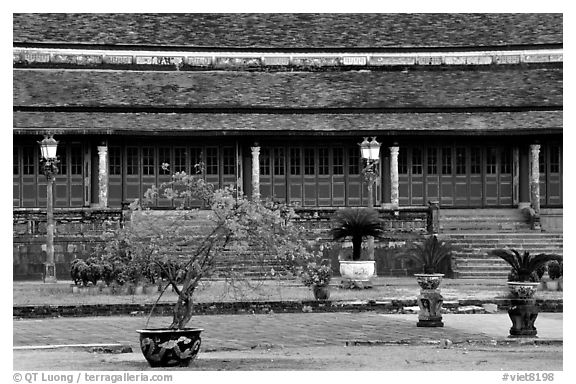 Pavilion,  citadel. Hue, Vietnam (black and white)