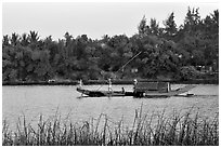 On the Perfume river. Hue, Vietnam (black and white)