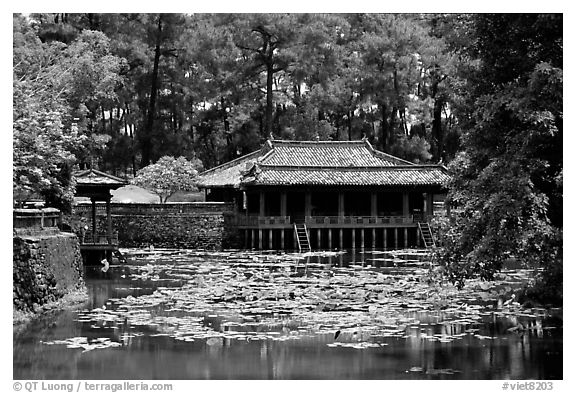 Tu Duc mausoleum. Hue, Vietnam (black and white)