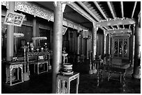 Inside the shrine of Minh Mang mausoleum. Hue, Vietnam ( black and white)