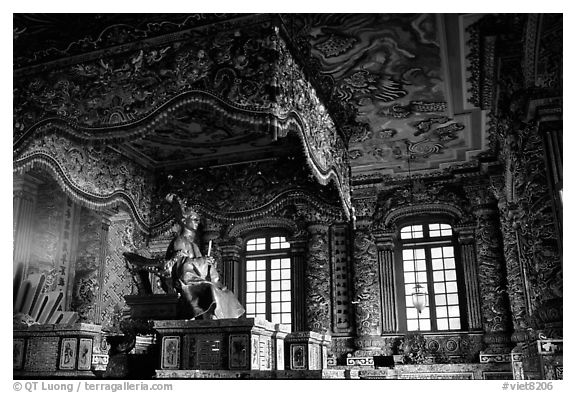 Khai Dinh tomb. Hue, Vietnam (black and white)