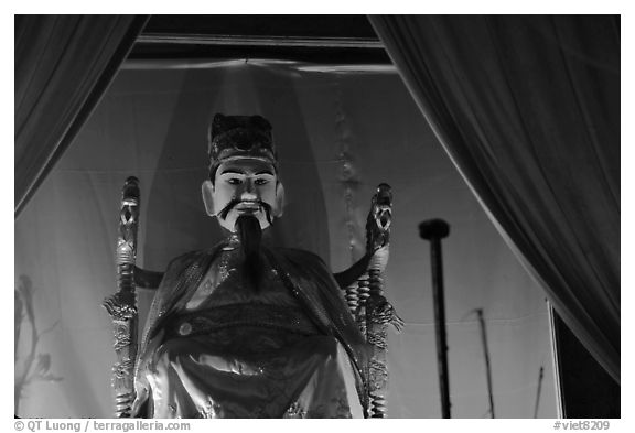 Statue of medieval Vietnam emperor. Hanoi, Vietnam (black and white)