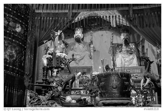 Venerated Statues of medieval Vietnam emperors. Hanoi, Vietnam (black and white)