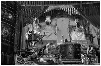 Venerated Statues of medieval Vietnam emperors. Hanoi, Vietnam (black and white)