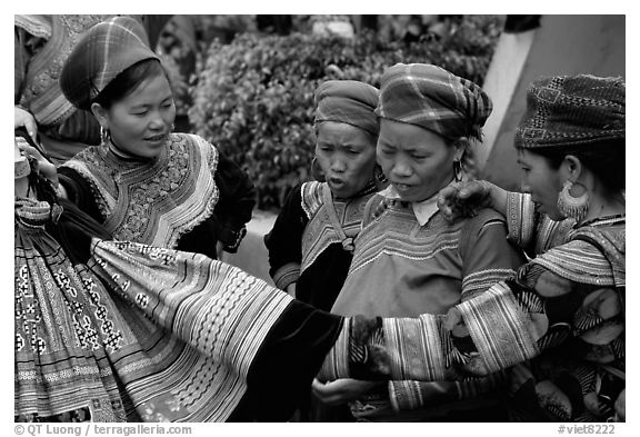 Fashion shopping at the sunday market. Bac Ha, Vietnam