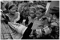 Fashion shopping at the sunday market. Bac Ha, Vietnam ( black and white)