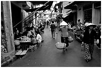 Street scene in the old city. Hanoi, Vietnam ( black and white)