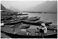 Wharf. Perfume Pagoda, Vietnam (black and white)