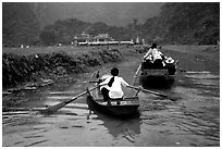 Arriving at a sanctuary. Perfume Pagoda, Vietnam ( black and white)