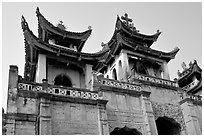 Phat Diem cathedral, built in chinese architectural style. Ninh Binh,  Vietnam (black and white)