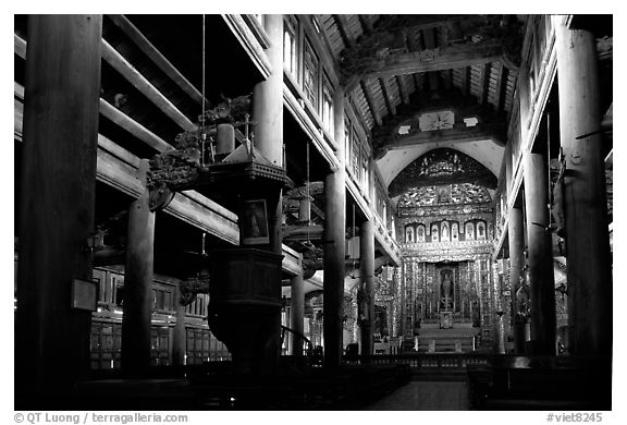 Interior of  Phat Diem cathedral, built in chinese architectural style. Ninh Binh,  Vietnam