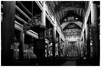 Interior of  Phat Diem cathedral, built in chinese architectural style. Ninh Binh,  Vietnam ( black and white)