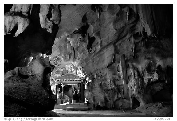 Cave sanctuary near Tam Coc. Ninh Binh,  Vietnam (black and white)