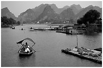 The canal of Ken Ga. Ninh Binh,  Vietnam (black and white)