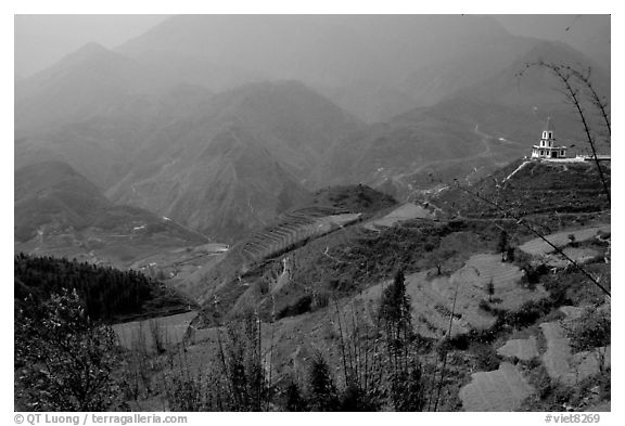 Hills of the Blue Country. Sapa, Vietnam (black and white)