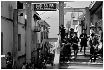 The saturday market. Sapa, Vietnam (black and white)