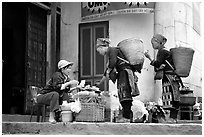 Dzao women shopping. Sapa, Vietnam (black and white)