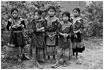 Flower Hmong girls. Bac Ha, Vietnam (black and white)