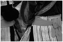 Detail of  Flower Hmong dress. Bac Ha, Vietnam (black and white)