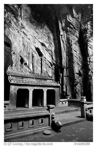 Troglodyte temple, Marble Mountains. Da Nang, Vietnam (black and white)