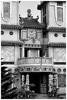 Facade detail of a Cao Dai temple. Ben Tre, Vietnam ( black and white)