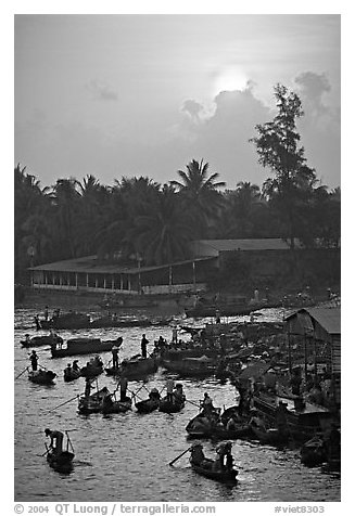 River activity at sunrise. Can Tho, Vietnam