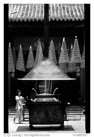 Ritual chimney and incense coils, Cholon. Cholon, District 5, Ho Chi Minh City, Vietnam