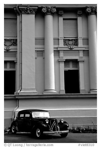 Classic Citroen car in front of city museum. Ho Chi Minh City, Vietnam