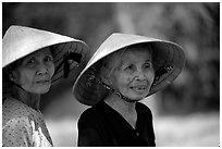 Two elderly women. Ben Tre, Vietnam (black and white)