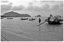 Preparing to unload leaves. Hong Chong Peninsula, Vietnam (black and white)