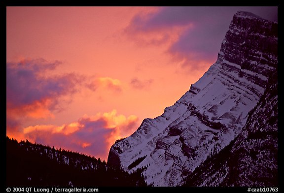 Sunrise and craggy mountain. Banff National Park, Canadian Rockies, Alberta, Canada