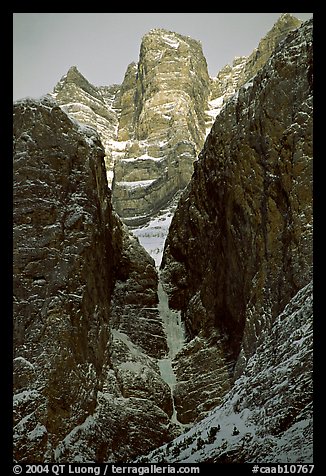 Frozen waterfall called Polar Circus, on Cirrus Mountain. Banff National Park, Canadian Rockies, Alberta, Canada (color)