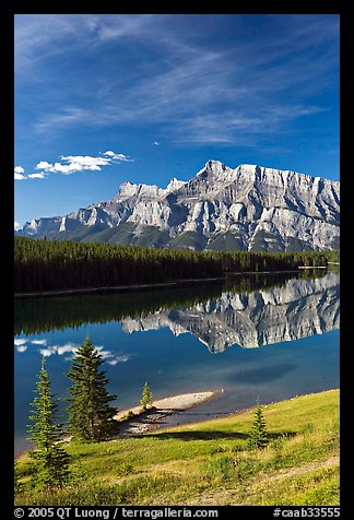 Mount Rundle and Two Jack Lake, morning. Banff National Park, Canadian Rockies, Alberta, Canada (color)