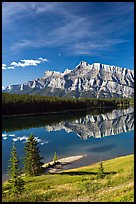 Mount Rundle and Two Jack Lake, morning. Banff National Park, Canadian Rockies, Alberta, Canada